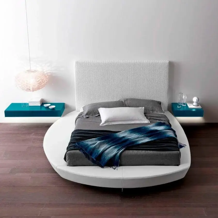 Exclusive Presotto Wing nightstand with wood particleboard and MDF drawer in glossy vibrant teal lacquer