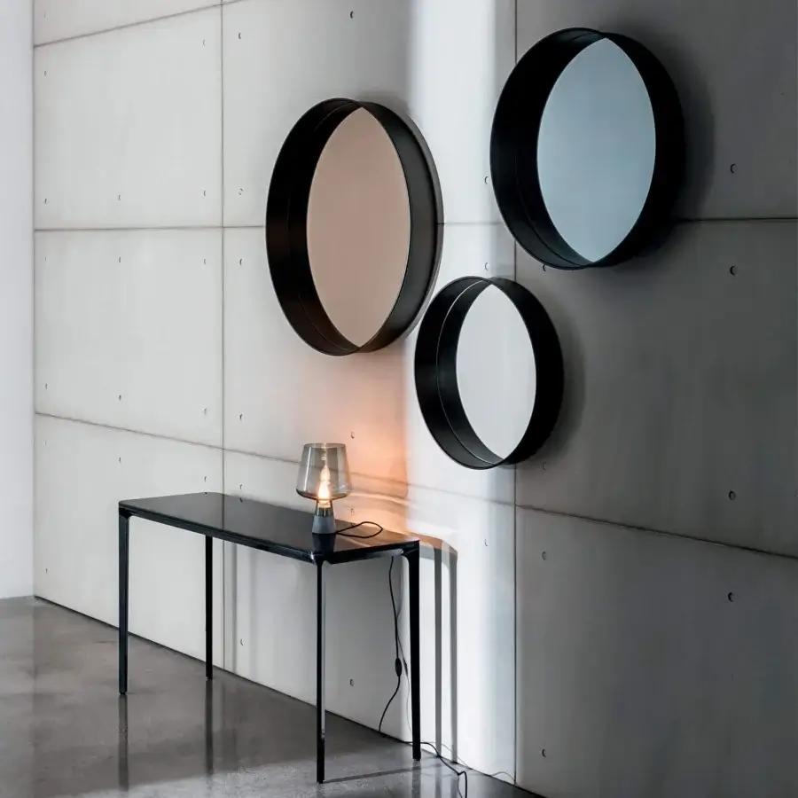 Distinguished Sovet Italia Horizon mirror with a sleek lacquered aluminum frame in black adding subtle sophistication