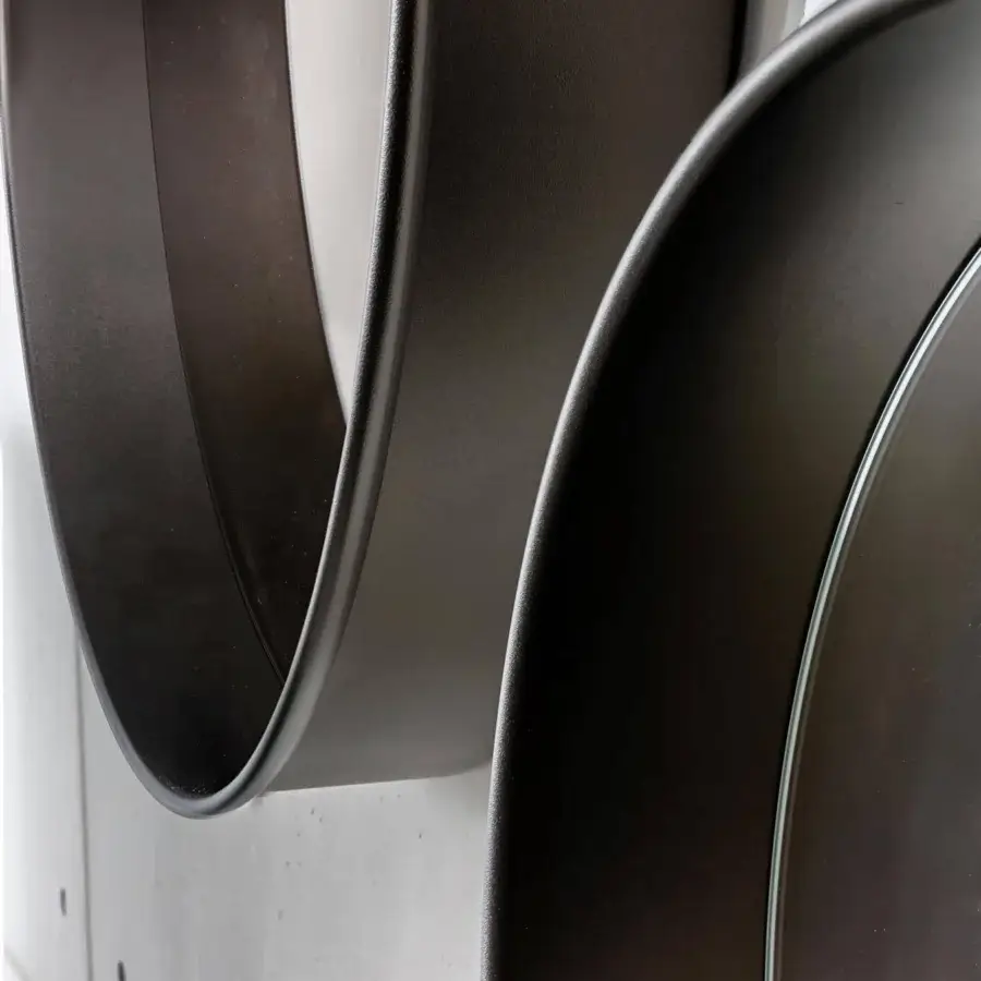 Superior Sovet Italia Horizon mirror with a lacquered aluminum frame in dark gray or brown and matte finish