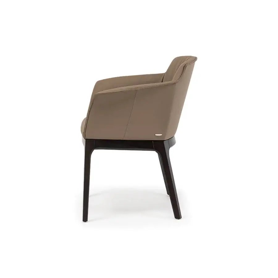 Distinguished Cattelan Italia Musa chair with light brown leather-like upholstery and dark-toned solid wood base