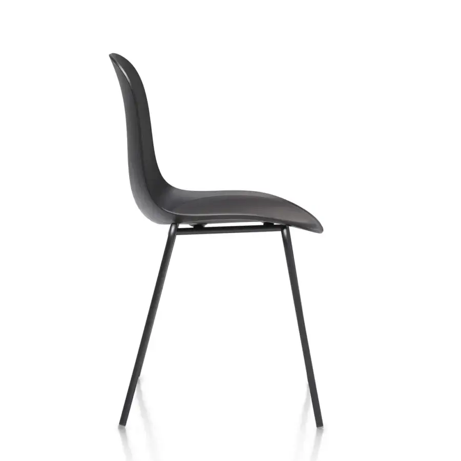 Superior MDF Italia Press chair crafted in black stained beech plywood with a matt graphite grey powder-coated base