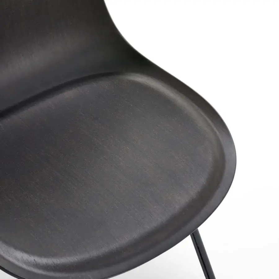 Superior MDF Italia Press chair with dark beech plywood shell and matt graphite grey metal base