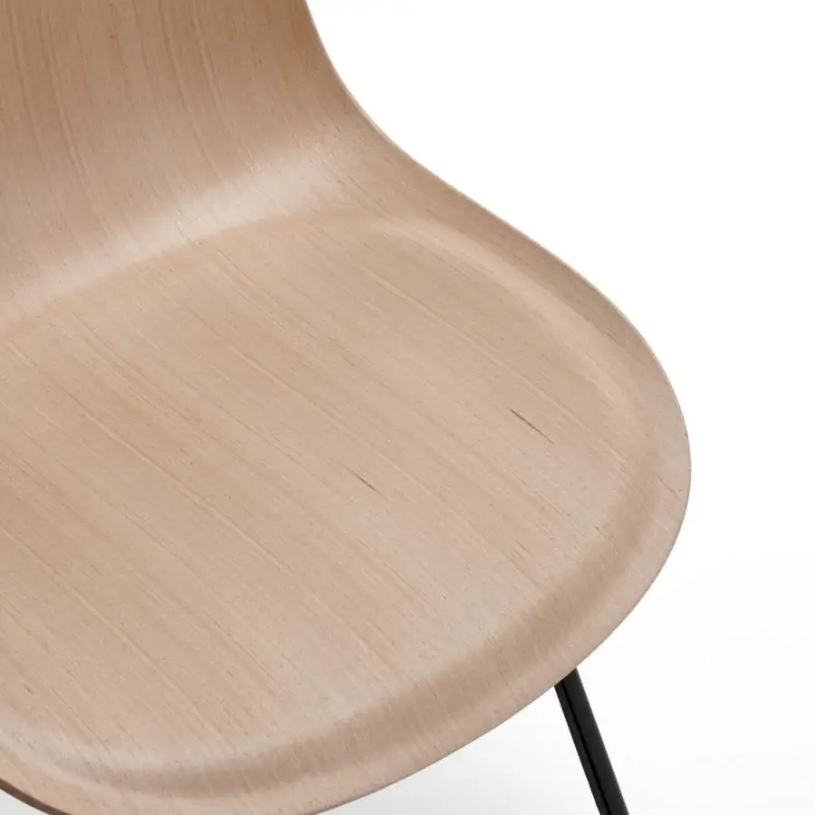 Distinguished MDF Italia Press chair with curved beech plywood shell and graphite grey powder-coated metal base