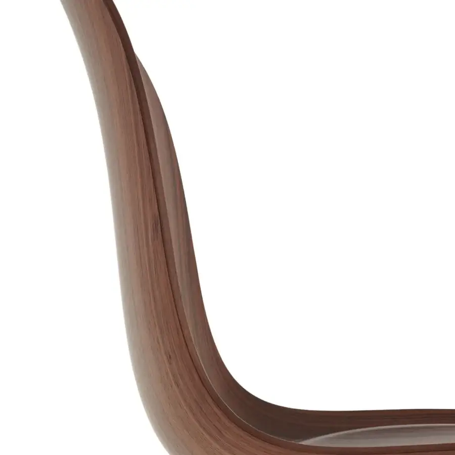 Superior MDF Italia Press chair with a curved Canaletto walnut shell and matt graphite grey butterfly base