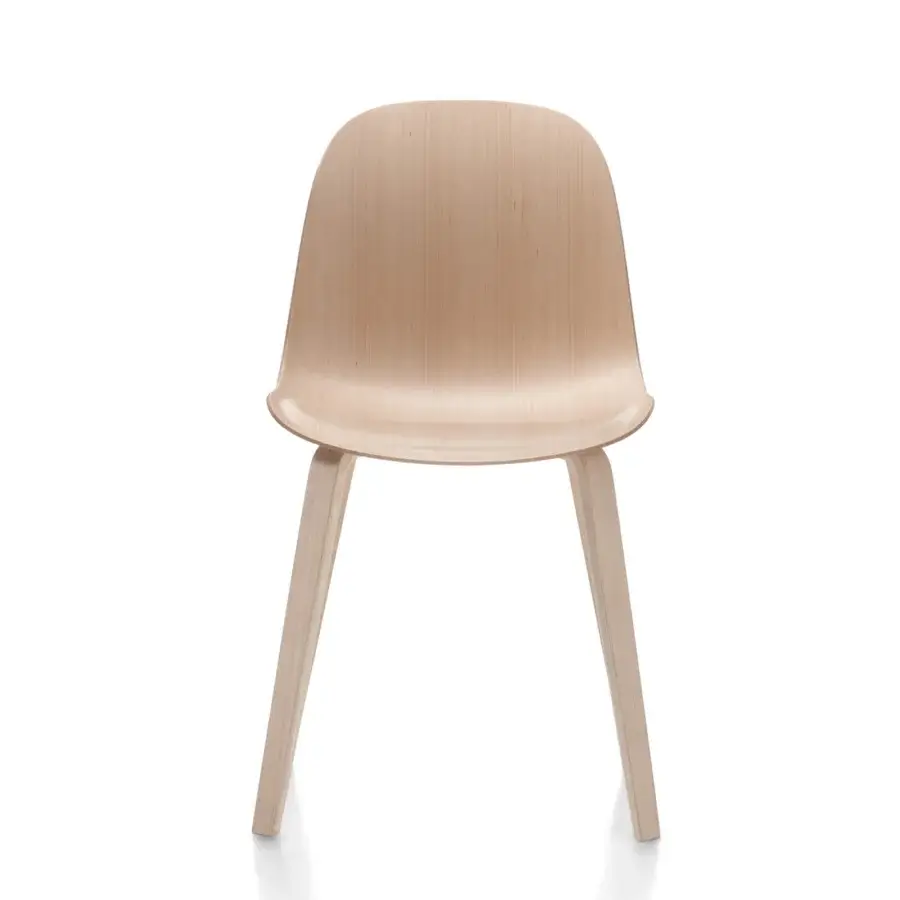 Elegant MDF Italia Press chair in three-dimensional bleached beech plywood veneer with a polished finish