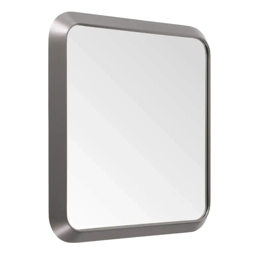 Distinguished Turri Milano mirror with a brushed nickel metal frame and matte grey finish