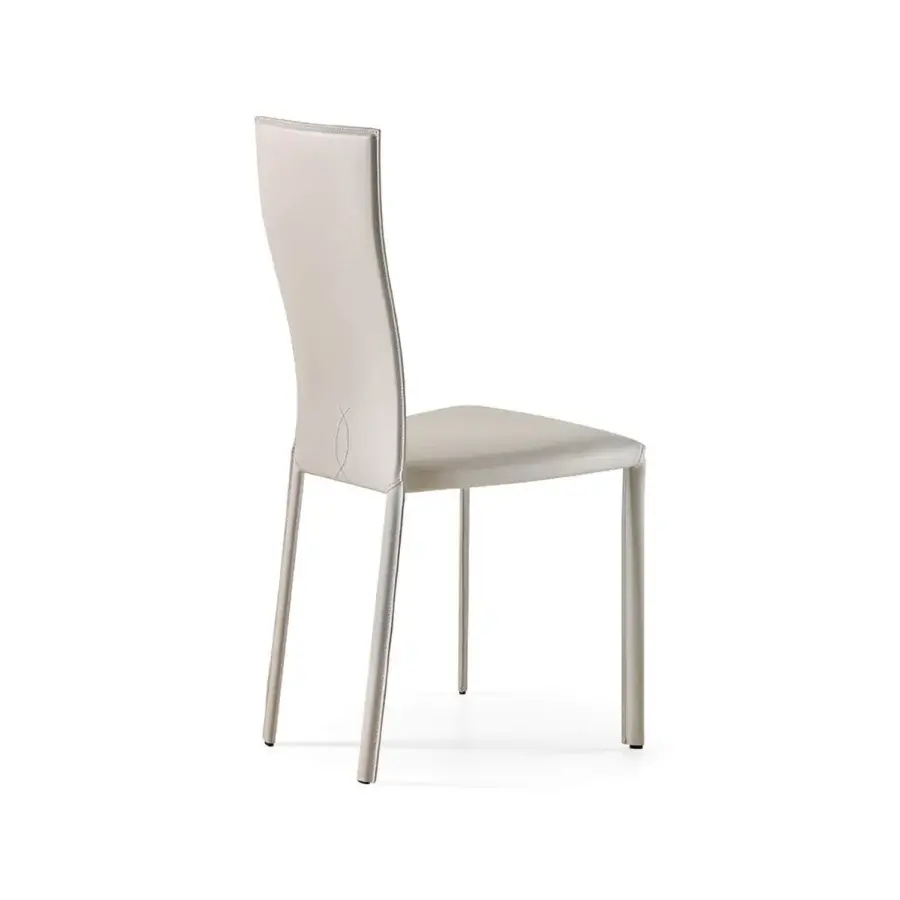 Superior Cattelan Italia Nina chair upholstered in light beige real leather with meticulously crafted stitching