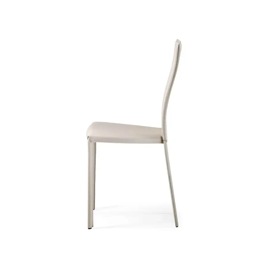 Exceptional Cattelan Italia Nina chair upholstered in smooth matte light beige leather with matching stitching