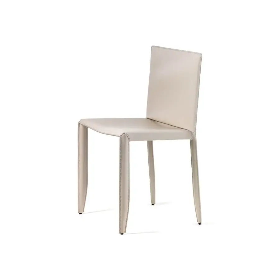 Superior Cattelan Italia Piuma chair upholstered in smooth light beige leather with a minimalist geometric form