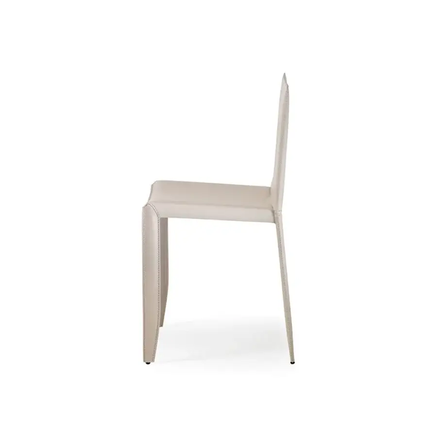 Elegant Cattelan Italia Piuma chair in light beige leather with angular forms and smooth finish