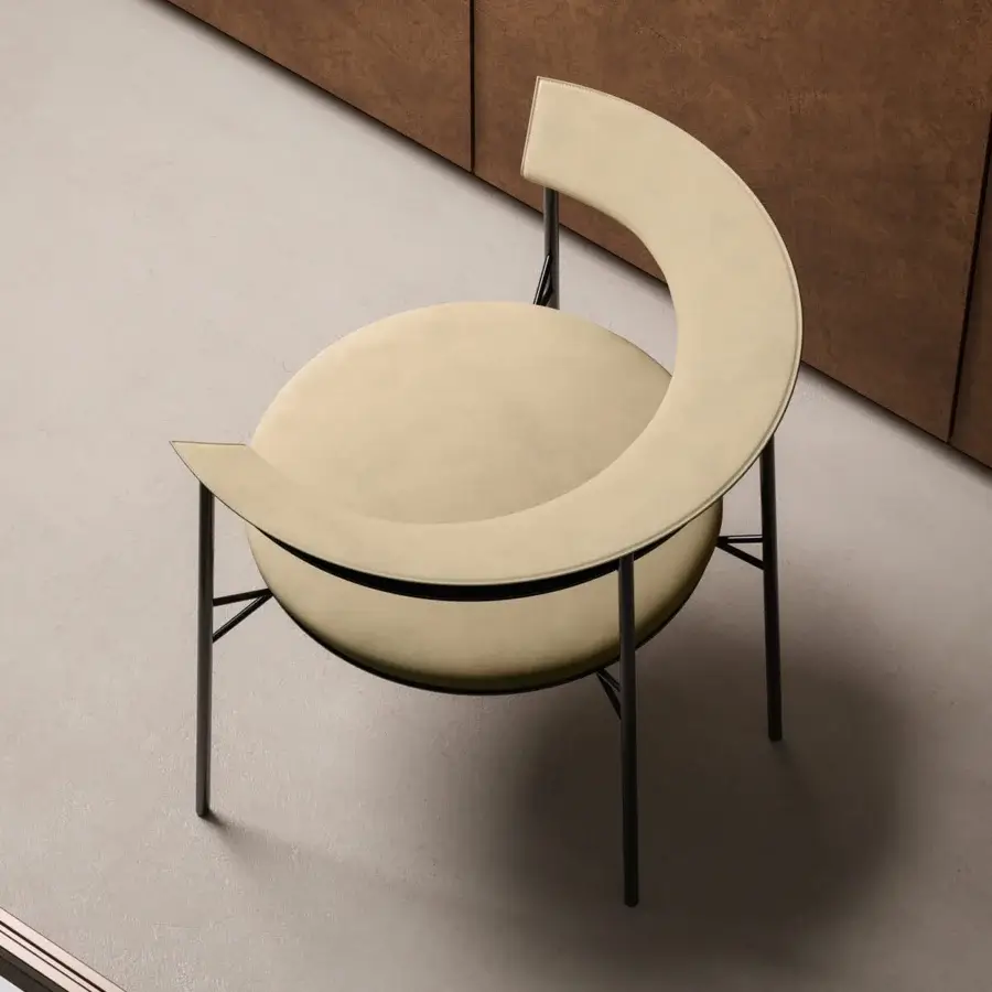 Superior MDF Italia Cantle lounge chair with light beige textile upholstery and graphite grey powder-coated steel structure