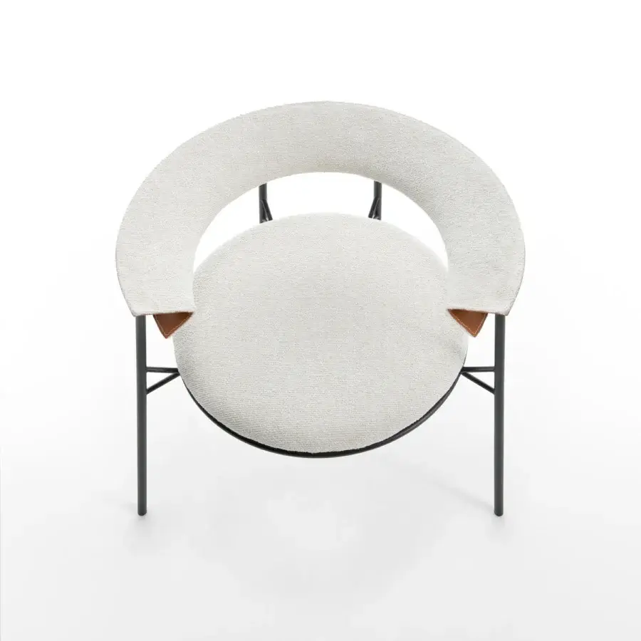 Superior MDF Italia Cantle lounge chair with textured white textile and brown leather-like accents, built with graphite grey powder paint finish