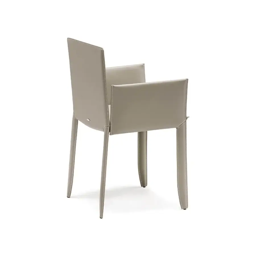 Superior Cattelan Italia Piuma Edition chair in smooth grayish-beige synthetic material with subtle stitching details and slender legs