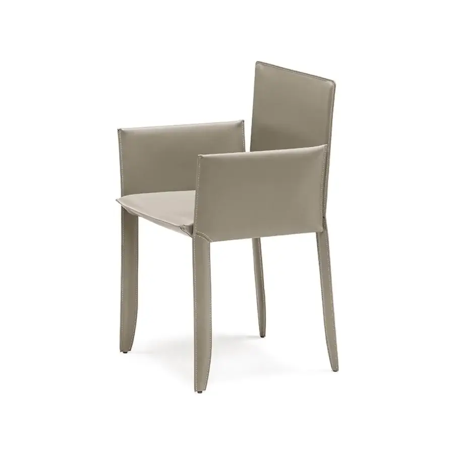 Elegant Cattelan Italia Piuma Edition chair in light grayish-taupe synthetic material with matte finish