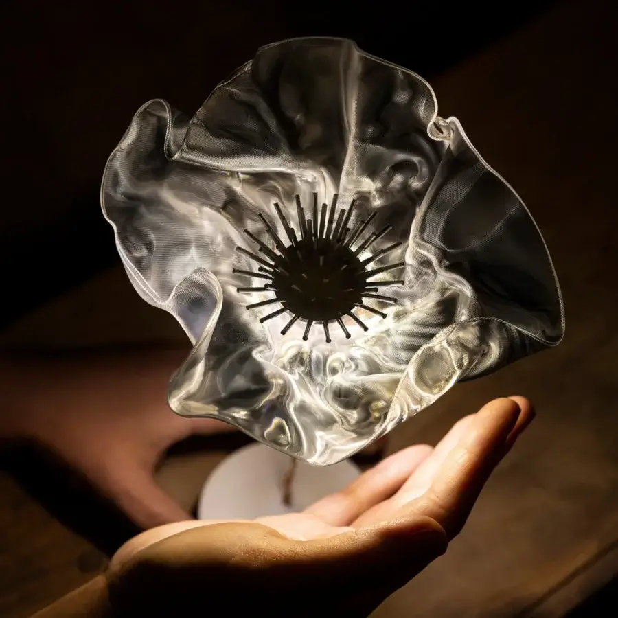Captivating Slamp LaFleur Battery lamp hand-molded in translucent Lentiflex with a dark sphere and prisma finish