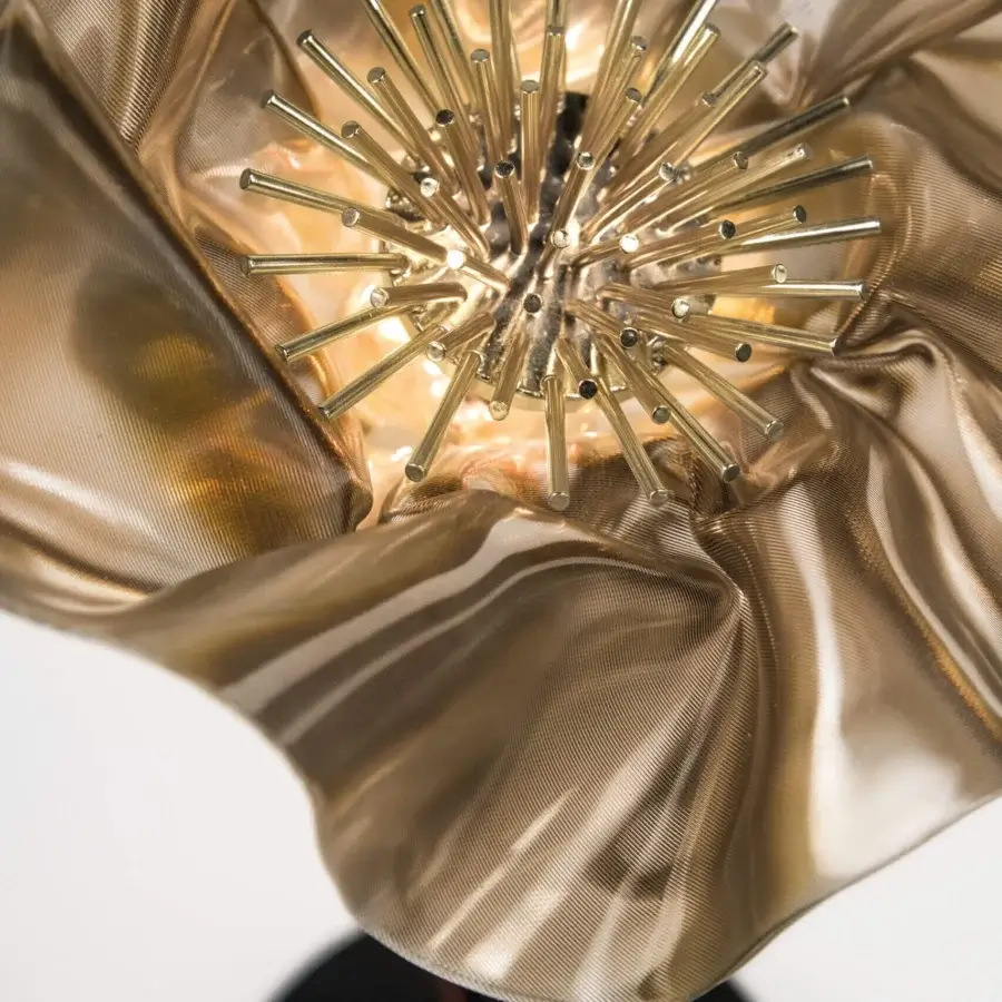 Exceptional Slamp LaFleur Battery lamp sculpted from Lentiflex with gold and champagne tones plus textured finish