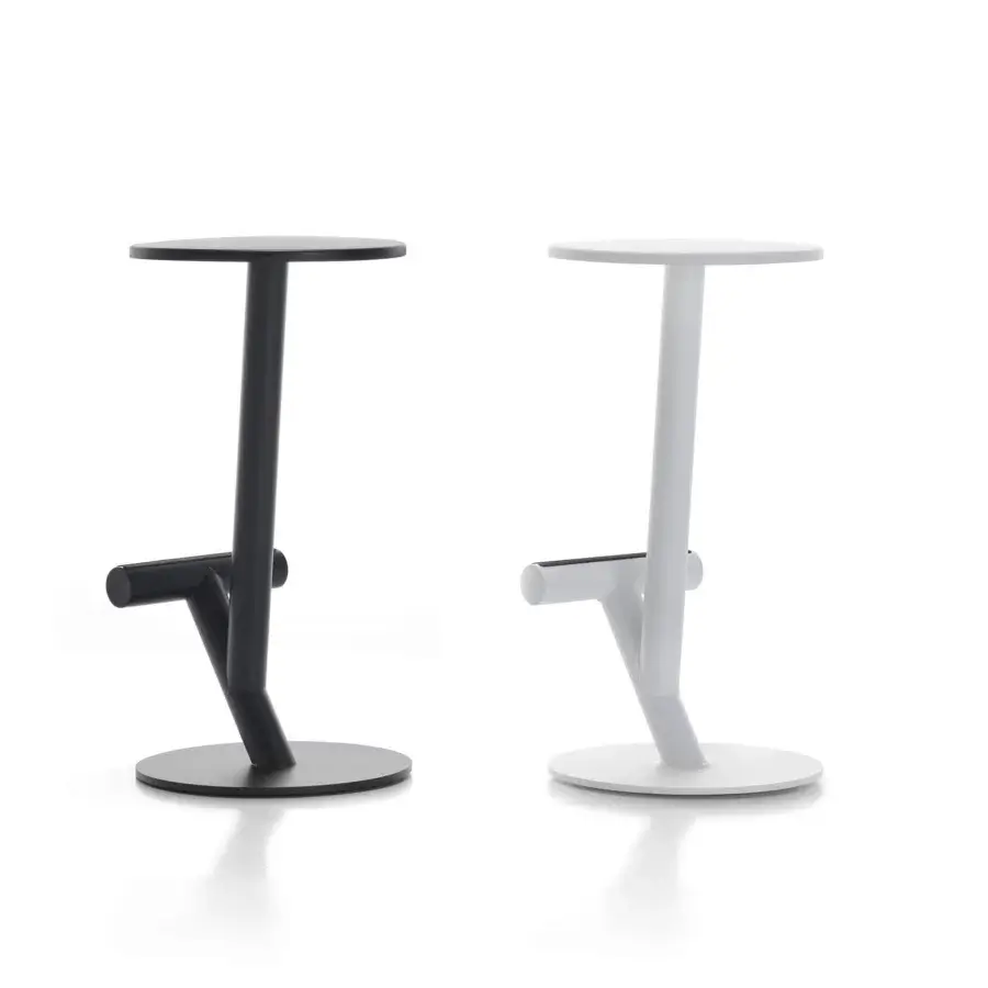 Elegant MDF Italia Twig stool crafted with matte powder-coated steel and FreeForm seat with black polypropylene strips