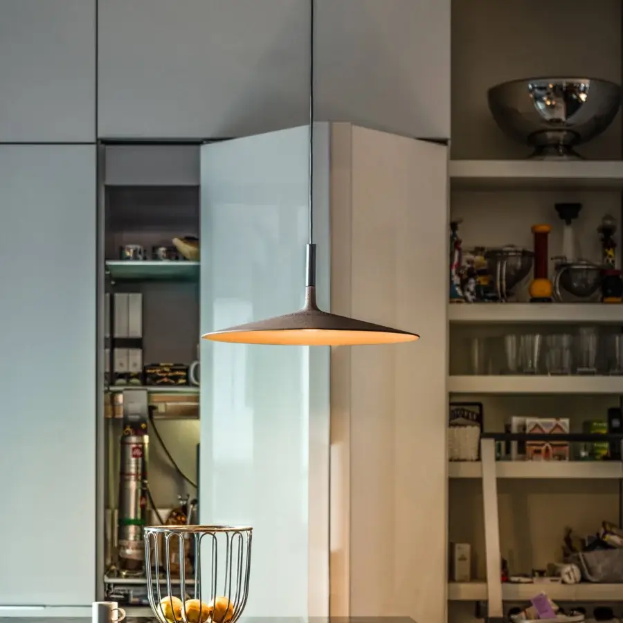 Superior Foscarini Aplomb Large suspension lamp crafted in pigmented cement with a matte textured finish and warm interior tone