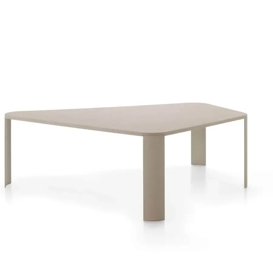 Sophisticated MDF Italia Bonnet table crafted with melamine and Coccioperla metal, exhibiting a unique spatula finish