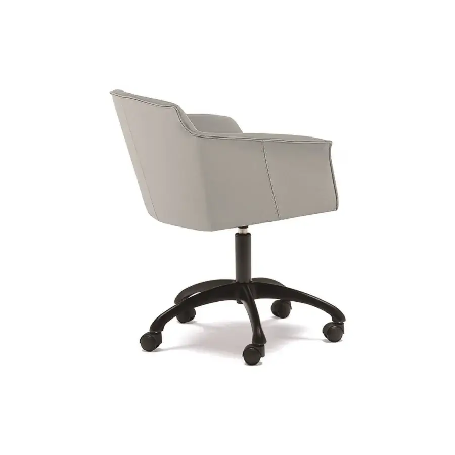 Distinguished Cattelan Italia Tyler Wheels chair with light gray matte upholstery, angular form and black five-legged base