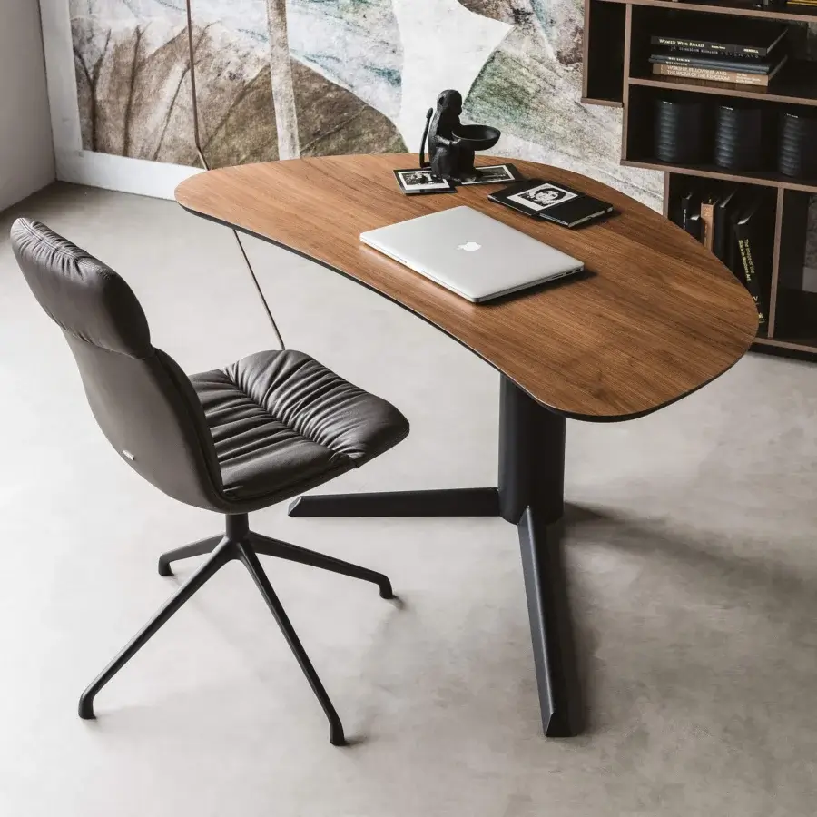 Lavish Cattelan Italia Kelly chair with dark gray textile upholstery, hand-sewn pleats and a slender aluminum base