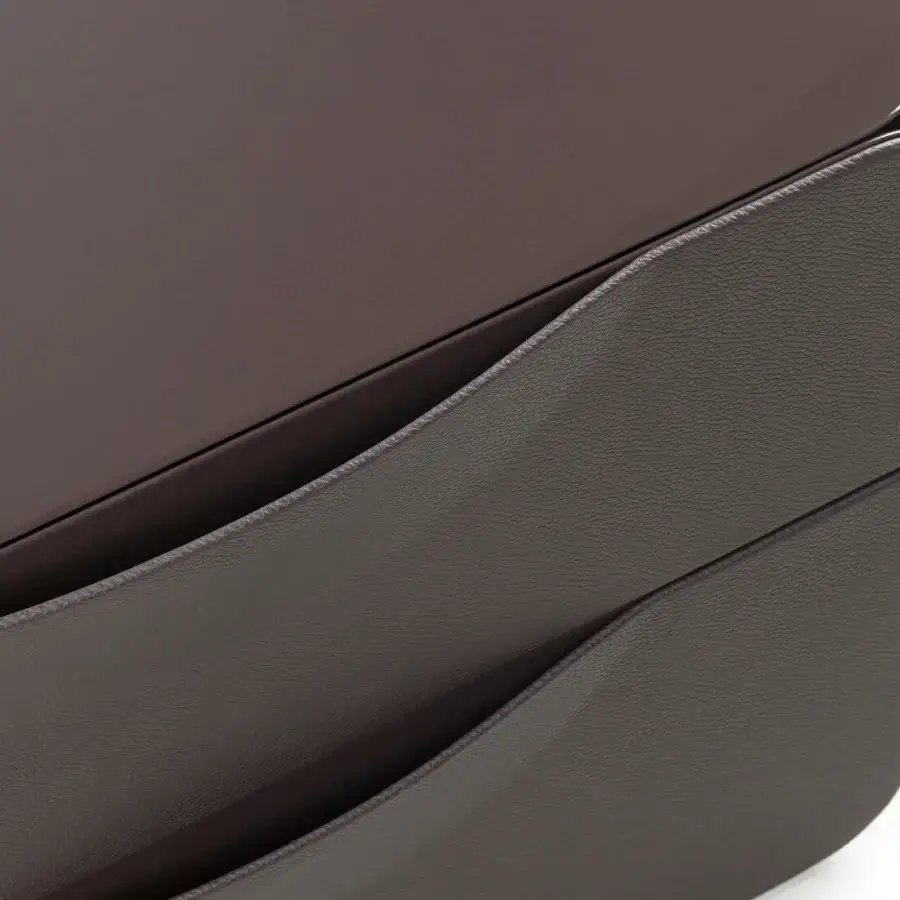 Elegant Turri Milano nightstand in dark brown leather with glossy lacquered wooden top and two drawers