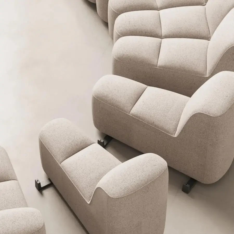 Stylish MDF Italia Array sectional with light beige textile upholstery and textured matte finish