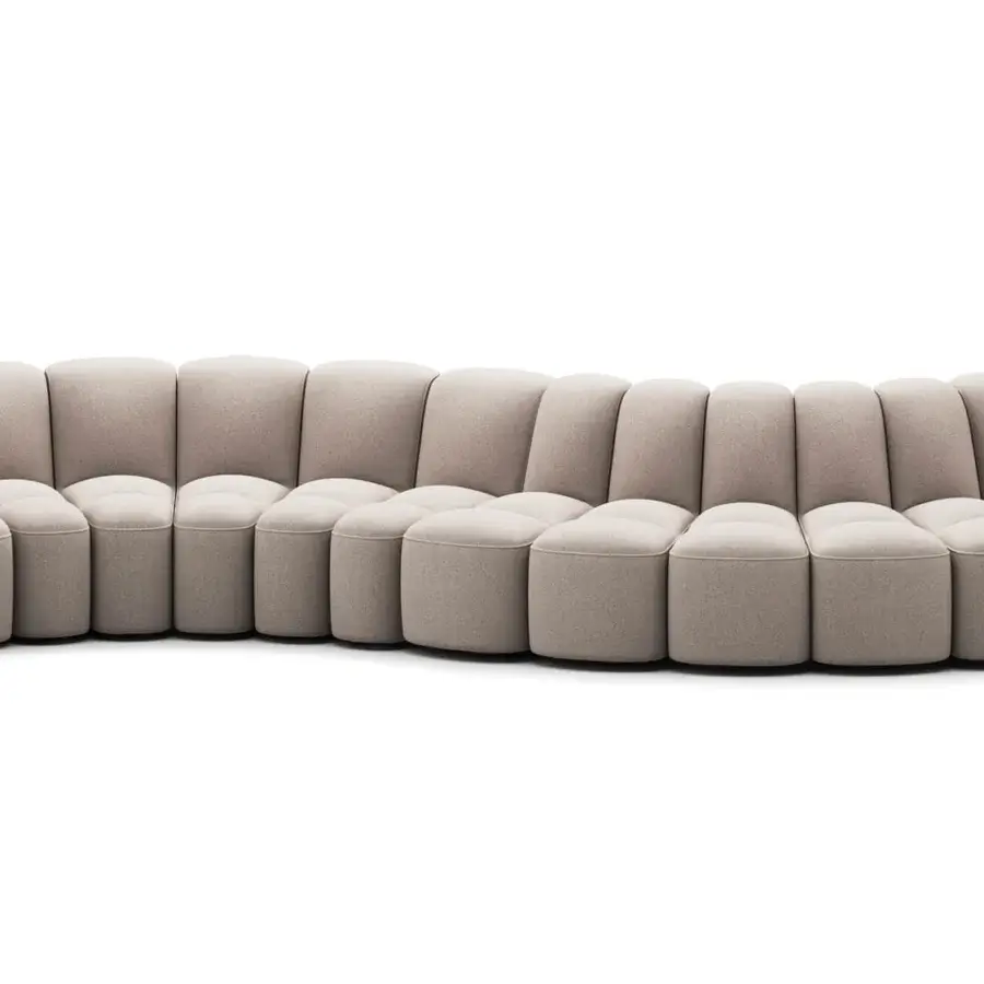 Superior MDF Italia Array sectional with rounded modules upholstered in light neutral beige textile