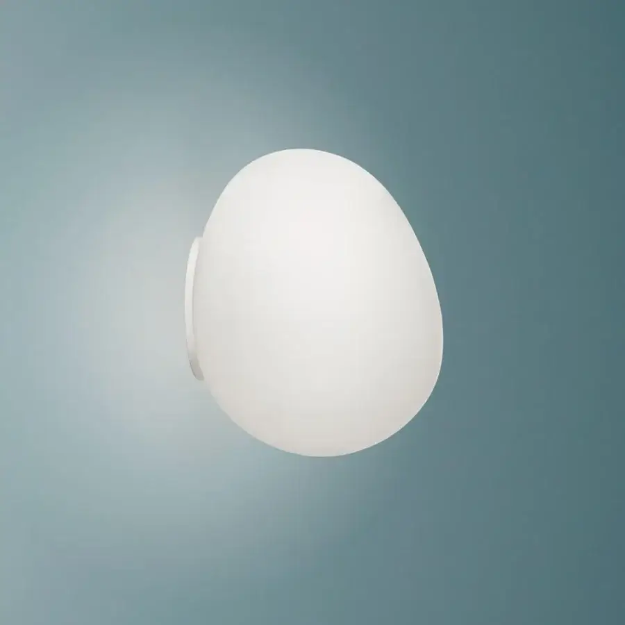 Superior Foscarini Gregg Outdoor wall lamp in acid-etched blown glass with a matte white finish