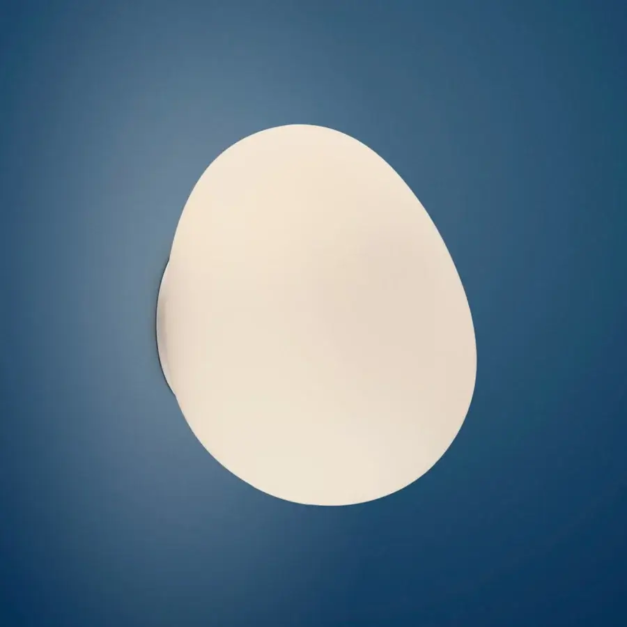 Distinguished Foscarini Gregg Outdoor wall lamp crafted in acid-etched blown glass with a matte, almost white finish