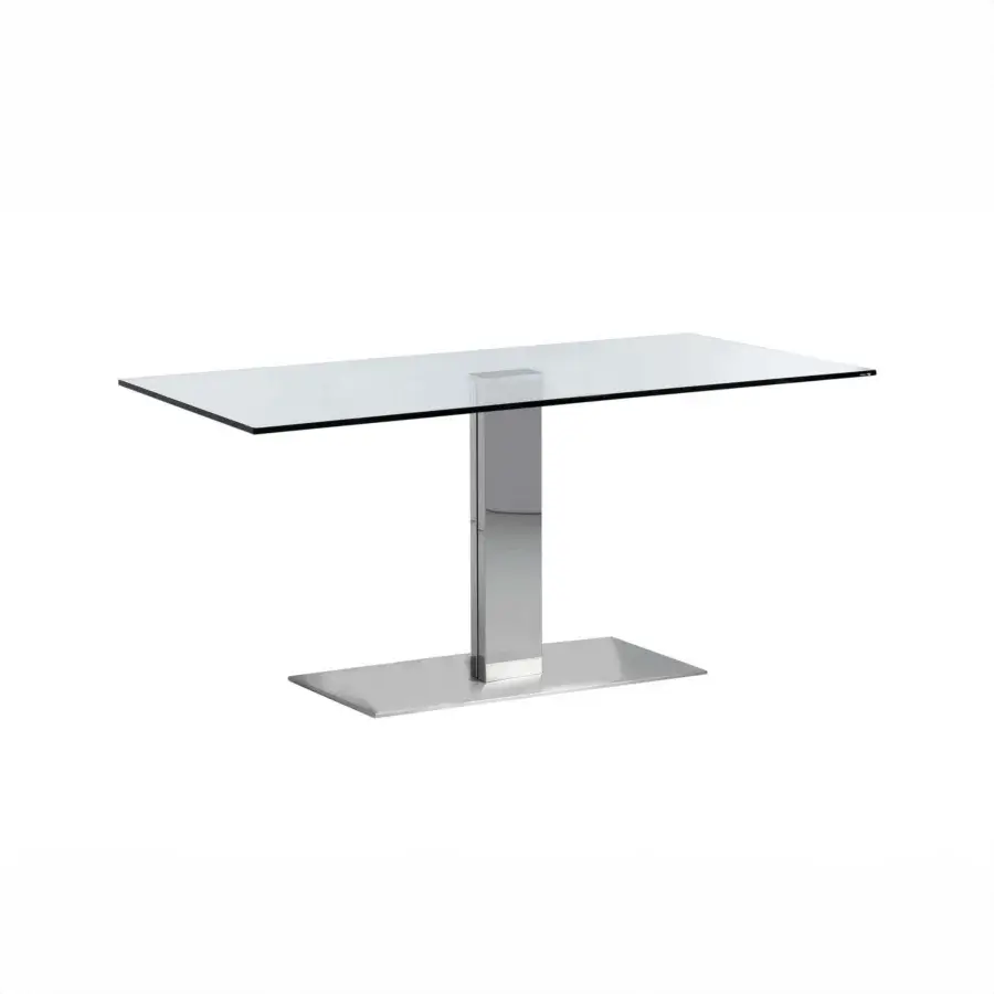 Elegant Cattelan Italia Elvis table with a clear glass top and glossy finished steel central base