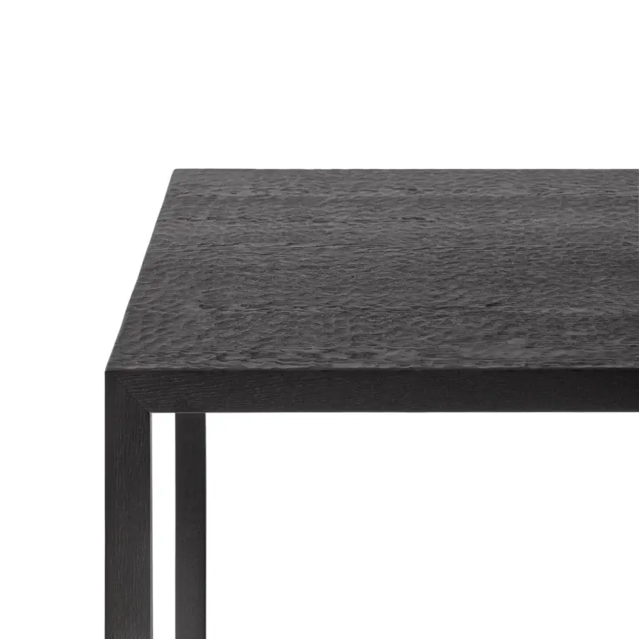 Distinguished MDF Italia Tense Material Heritage table crafted in black-stained oak with transparent acrylic and steel legs