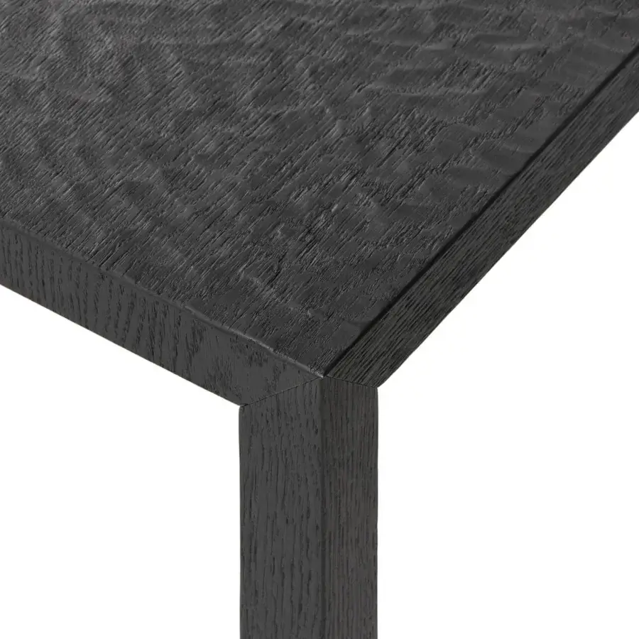 Superior MDF Italia Tense Material Heritage table crafted in natural or black-painted oak with a uniquely wavy, hand-carved texture and steel legs