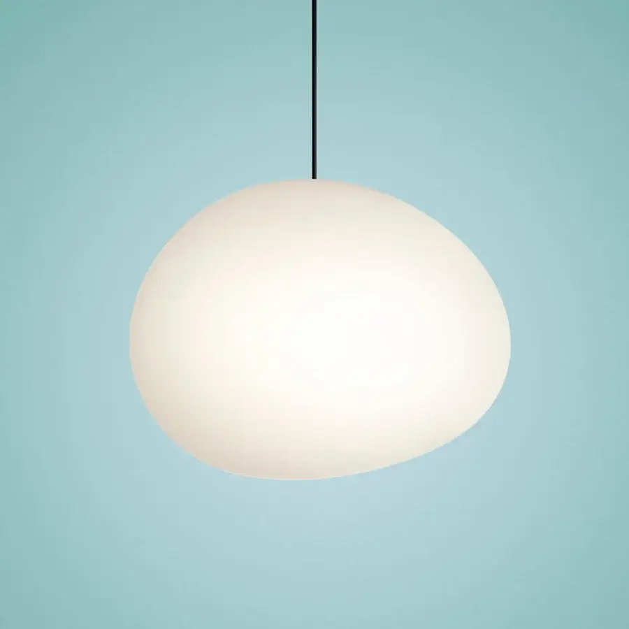 Exceptional Foscarini Gregg Outdoor suspension lamp with rotational molded polyethylene diffuser and epoxy powder coated zinc alloy base in off-white with matte finish