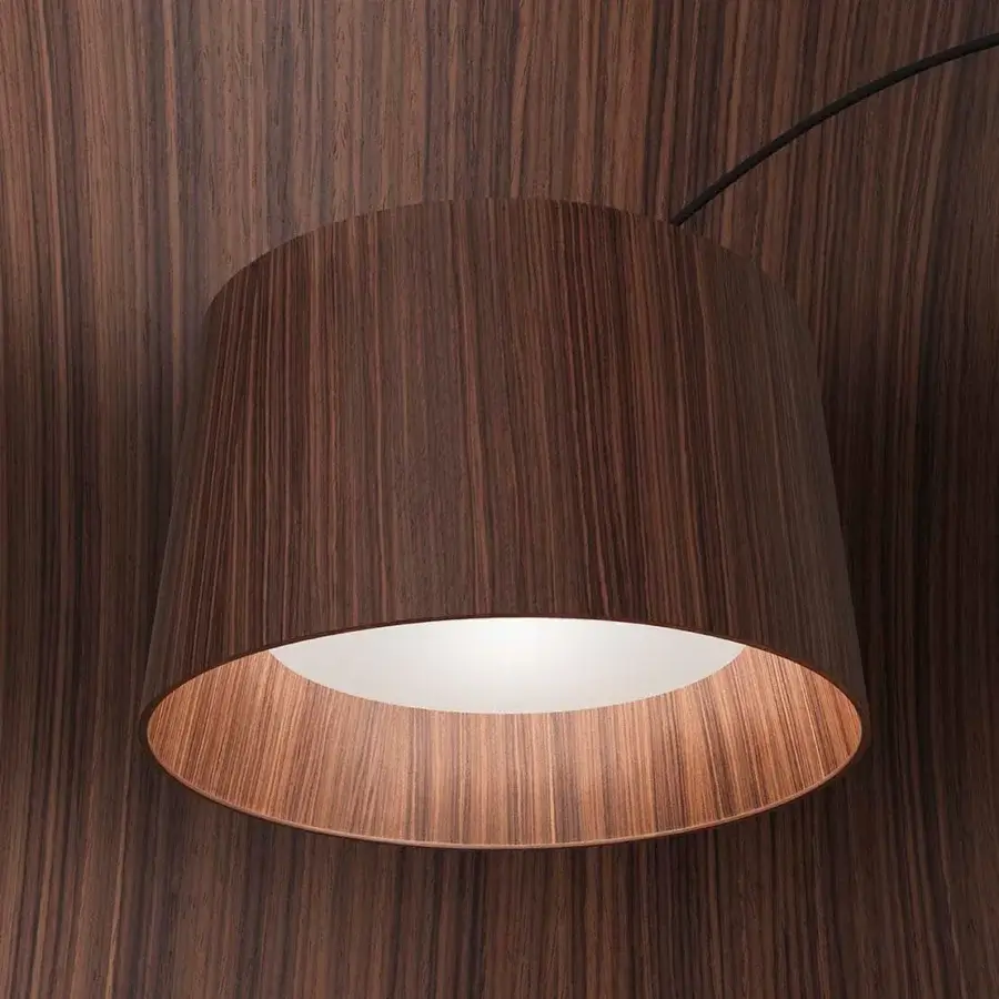 Elegant Foscarini Twiggy Wood floor lamp with limed maple oak shade and fiberglass composite structure built with a dimmer switch