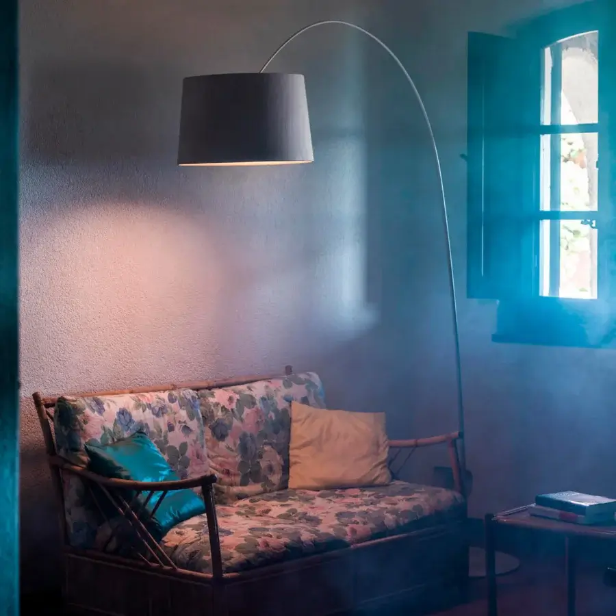 Distinguished Foscarini Twiggy Wood floor lamp with a limed maple oak shade and liquid-coated fiberglass composite structure