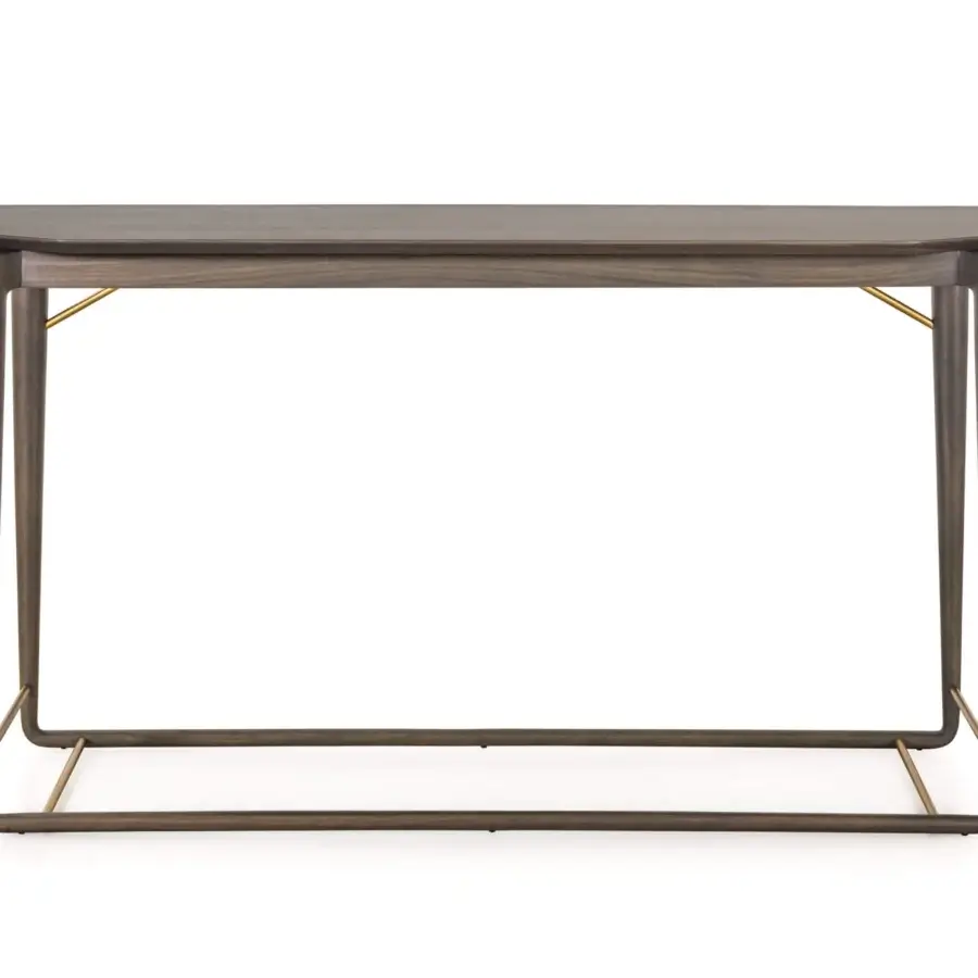 Distinguished Turri Vine console with branch-like natural wood structure and beveled wooden top with brushed gold accents