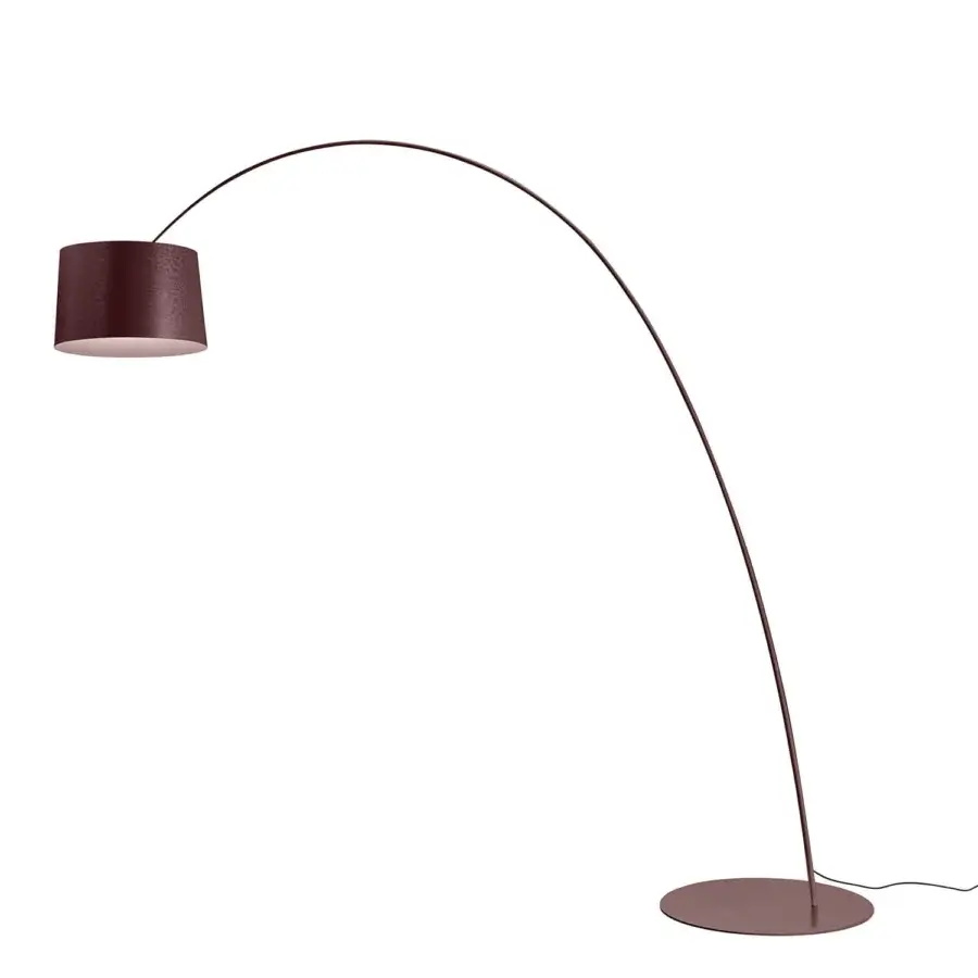 Superior Foscarini Twiggy Elle floor lamp crafted in burgundy fiberglass composite with a liquid coating