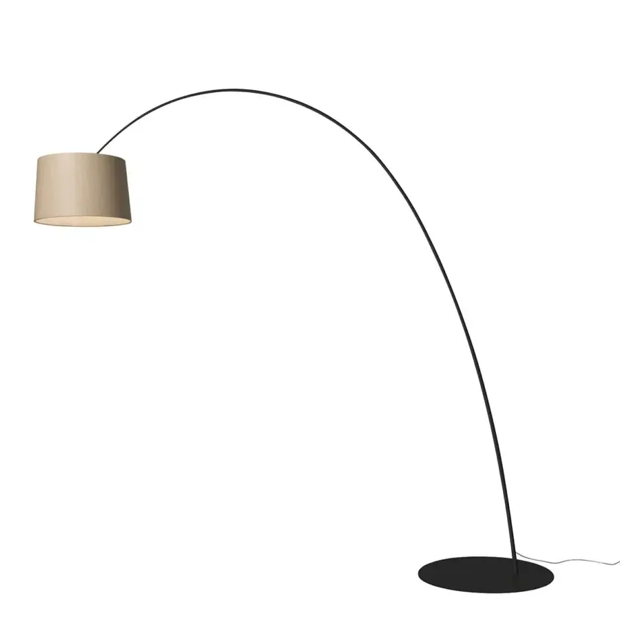 Exceptional Foscarini Twiggy Elle floor lamp built with limed maple oak sheets, a fiberglass composite structure, and a liquid-coated matte black support