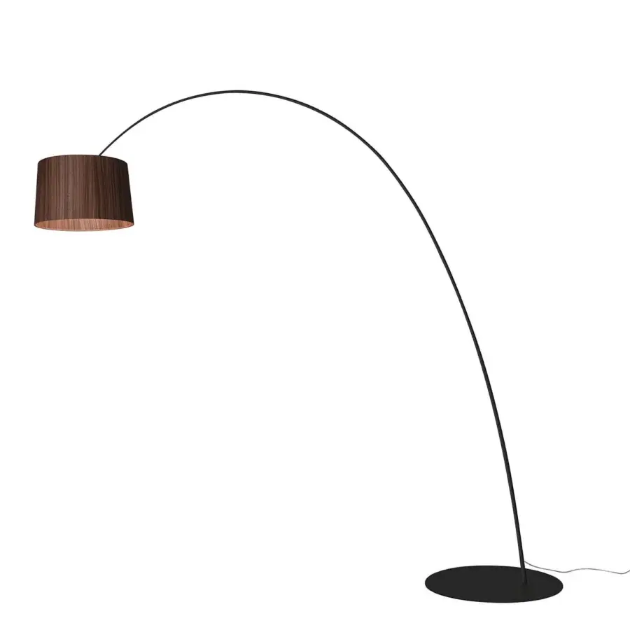Distinguished Foscarini Twiggy Elle floor lamp with overlapping limed maple oak and a black fiberglass composite frame built with a black metal base