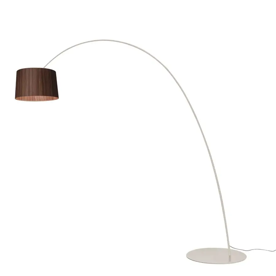 Exceptional Foscarini Twiggy Elle floor lamp crafted with limed maple oak and a light greige matte fiberglass composite structure