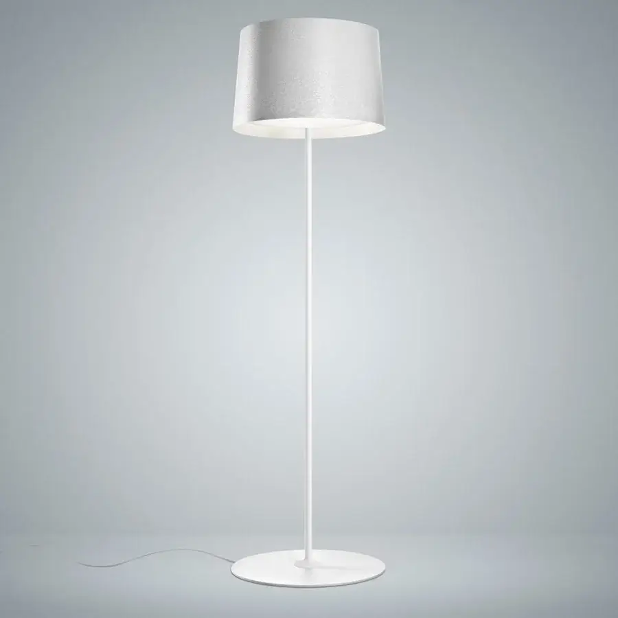Innovative Foscarini Twiggy Lettura floor lamp in fiberglass-based composite with liquid coated matte white finish