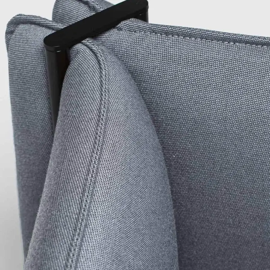 Sophisticated LaCividina Pinch lounge chair with woven gray textile upholstery and slender tubular metal framing