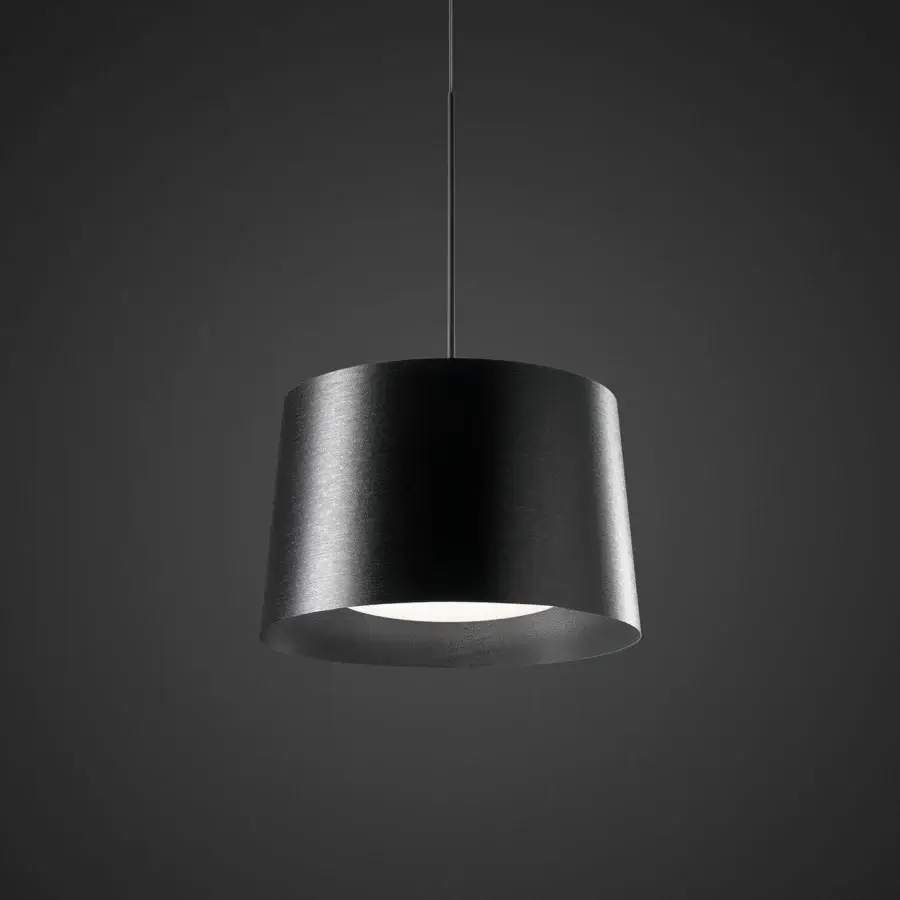 Elegant Foscarini Twiggy suspension lamp with a sleek black diffuser crafted in fiberglass-based composite material and liquid coated finish