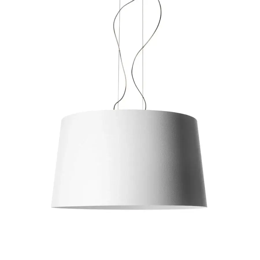 Elegant Foscarini Twice As Twiggy suspension lamp in fiberglass-based composite with liquid coating and matte white textile finish