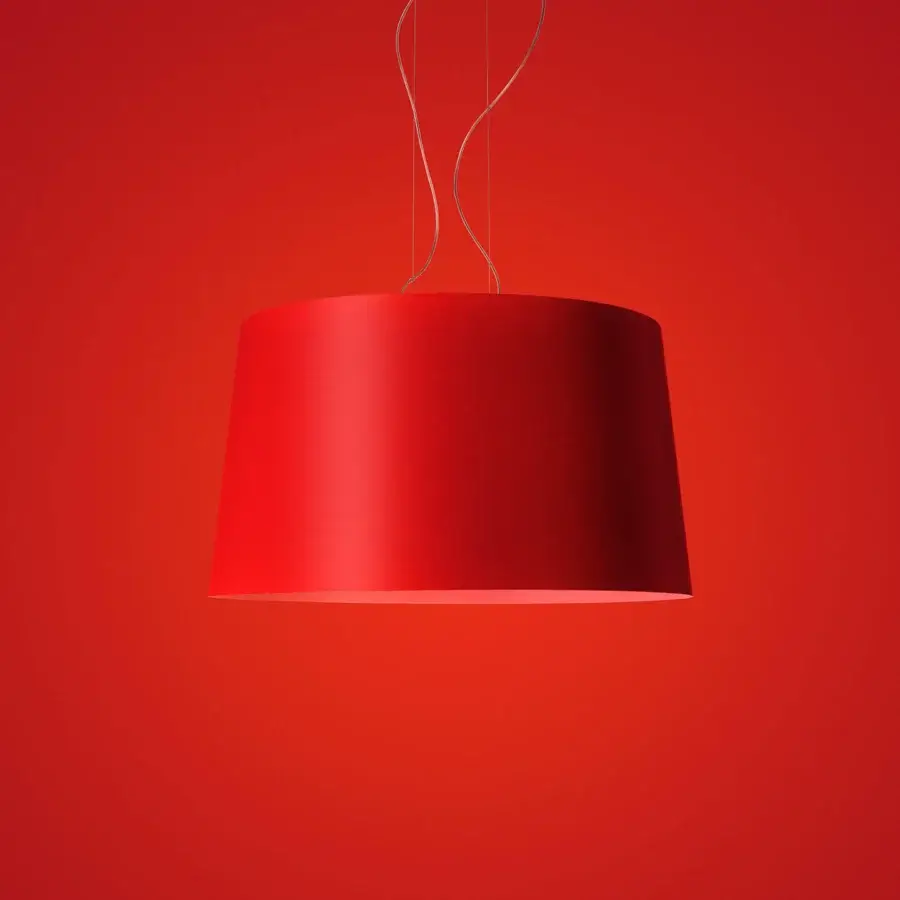 Exceptional Foscarini Twice As Twiggy suspension lamp in red fiberglass-based composite with liquid coating