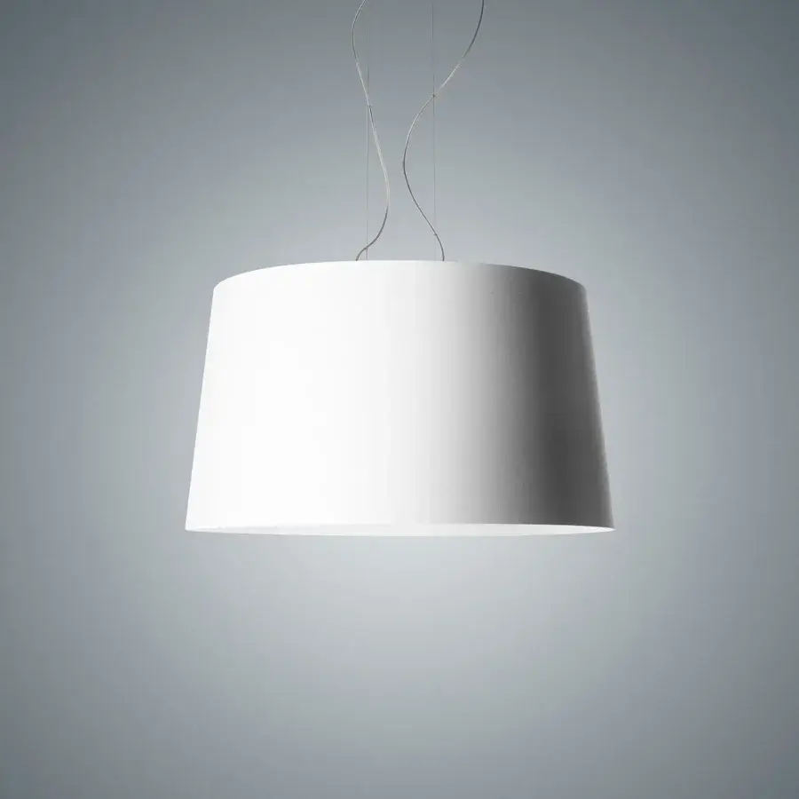 Elegant Foscarini Twice As Twiggy suspension lamp in white fiberglass-based composite with liquid coated finish