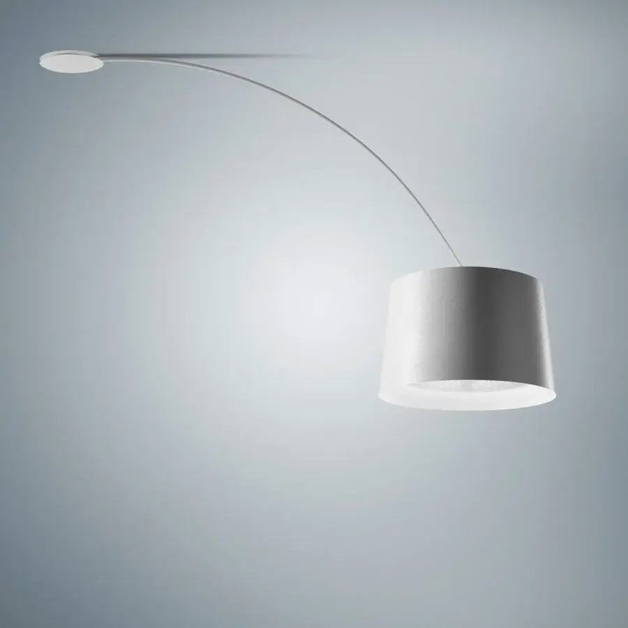 Distinguished Foscarini Twiggy rotating ceiling lamp crafted in light grey fiberglass-based composite with liquid coating