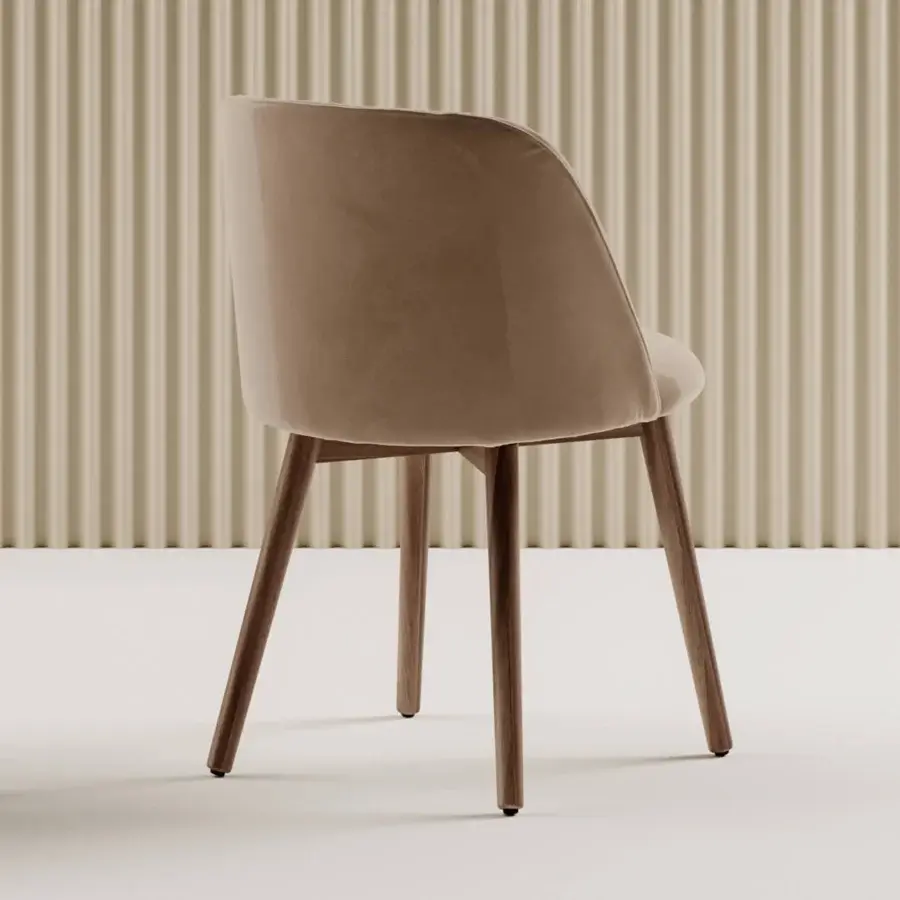 Exceptional Bontempi Agatha Wood chair with dark brown wooden legs and comfortable upholstered seat built with vertical quilting
