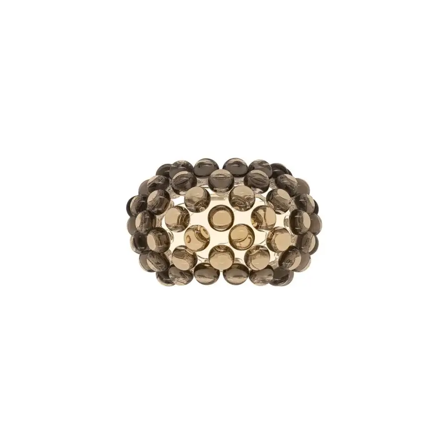 Distinguished Foscarini Caboche Plus wall lamp built with transparent PC arches and PMMA spheres in a smoky translucent finish